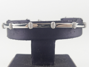 lot 271 image: Platinum Clad Over Sterling Silver Diamonique Station Bracelet.