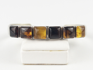 lot 292 image: Jay King  Square Cut Cabochon Amber Sterling Silver Cuff Bracelet.