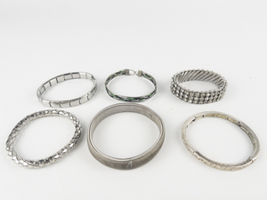 lot 299 image: Group of 3  Rhinestone Base Metal Link Fashion Bracelets.