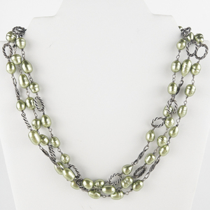 lot 206 image: Claudia Agudelo  1990S Dyed Sage Green Freshwater Pearl Base Metal Multi-Strand Necklace.
