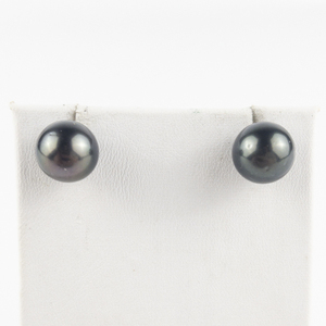 lot 4 image: 10Mm Tahitian Pearl 14K White Gold Stud Earrings .