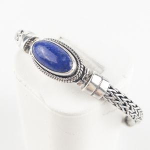lot 15 image: Surati (Bali)  Artesian Crafted Lapis Lazuli Sterling Silver Bracelet.