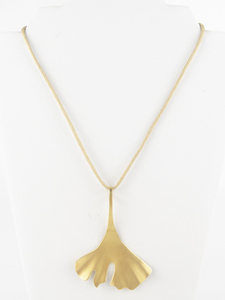 lot 26 image: RLM Studio (Robert Lee Morris) Brass Leaf Pendant On Cord Necklace .