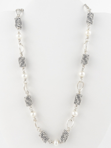 lot 29 image: Michael Dawkins Cultured Freshwater Pearl Sterling Silver Station Necklace.