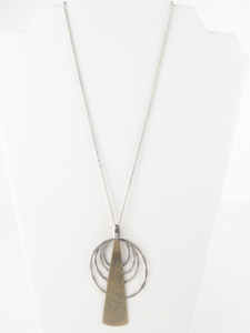 lot 30 image: RLM Studio (Robert Lee Morris) Hammered Pendulum & Rings Sterling Silver & Brasspendant Necklace .
