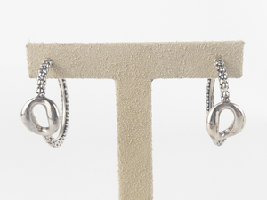lot 33 image: Michael Dawkins Snakeskin Loop Sterling Silver Hoop Earrings .