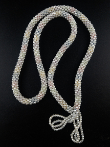 lot 216 image: Multi-Colored Crochet Bead Necklace.