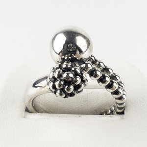 lot 106 image: Michael Dawkins Granulation Bead Sterling Silver Statement Ring . Size 10 - 10.25.