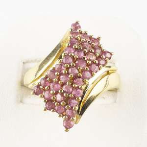 lot 107 image: Amsterdam Diamond (ADI)  Genuine Ruby Cluster Bypass Vermeil Statement Ring . Size 9.75 - 10.