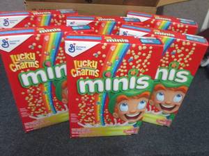 lot 267 image: 6- 10.5 oz Lucky Charms Minis...