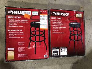 lot 28 image: Lot of Husky 29 in. Shop Stool with 360° Swivel Seat Customer Returns See Pictures