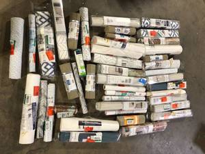 lot 37 image: Lot of Assorted  Vinyl Pre-Pasted Washable Wallpaper Roll Various Models and Conditions Customer Returns See Pictures