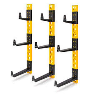 lot 6 image: Lot of DEWALT 12 in. x 36 in. Steel Cantilever Storage Rack System in BlackYellow (3-Pack) Customer Returns See Pictures