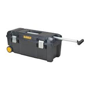 lot 51 image: DEWALT 28 in. W 12 Gal. Polypropylene Rolling Tool Box   Customer Returns See Pictures