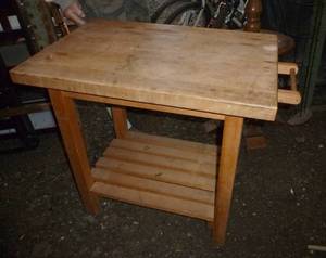 lot 63 image: 30x20 kitchen butcher block cart on wheels