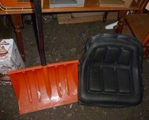 lot 103 image: lawn tractor seat and snow shovel