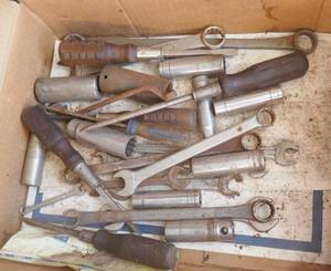 lot 244 image: Box of wrenches and screwdrivers