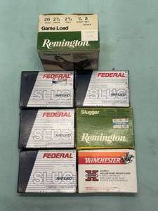 lot 45 image: Lot of 20ga Ammo Slugs and birdshot