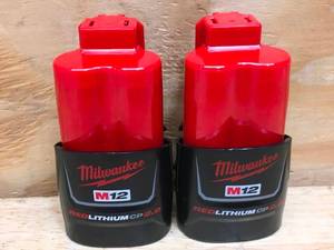 lot 25 image: Milwaukee M12 Red Lithium CP 2.0 Batteries - Set of 2