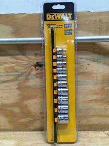 lot 27 image: DeWalt 38 Drive 10-Piece Socket Rail Set