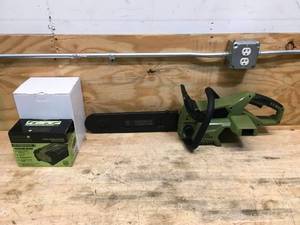 lot 20 image: Green Machine 62V Cordless Chainsaw with 16-inch Bar