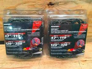 lot 96 image: Lot of 2 - Keeper zip net adjustable cargo net Model # 03141