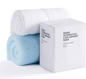lot 122 image: LUCID 4 Inch Down Alternative and Gel Memory Foam Mattress Topper - Three Toppers In One - King , White