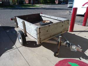 lot 4 image: Utility Trailer with Wooden Sides