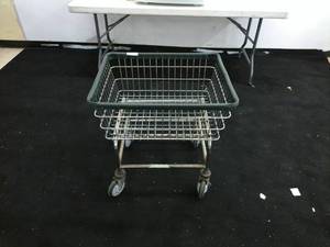 lot 37 image: Vintage Rolling Laundry Basket Cart with Casters