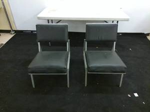 lot 43 image: Pair of Vintage Metal Frame Lounge Chairs