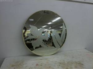 lot 93 image: Round Etched Floral Mirror