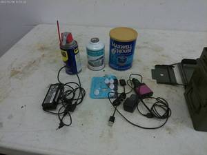 lot 112 image: Ammo Can with Assorted Items and Electronics