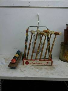lot 171 image: Vintage Sears Ted Williams Croquet Set with Stand