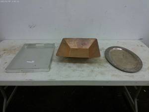 lot 184 image: Lot of Metal Trays and Decorative Bowl