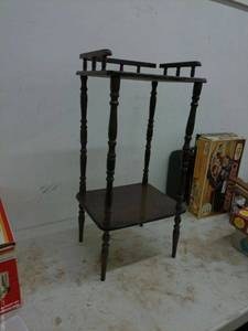 lot 195 image: Antique Wood Two-Tier Side Table