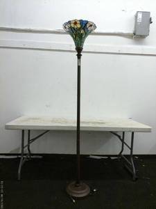 lot 210 image: Stained Glass Floor Lamp with Floral Design