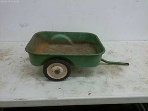lot 216 image: Vintage Green Metal Garden Cart with Two Wheels