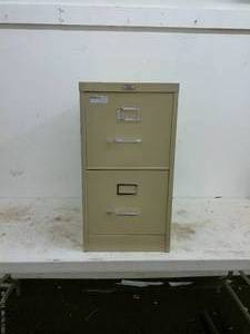 lot 232 image: Two-Drawer Metal Filing Cabinet