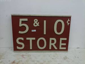 lot 233 image: Vintage 5 & 10 Cent Store Sign