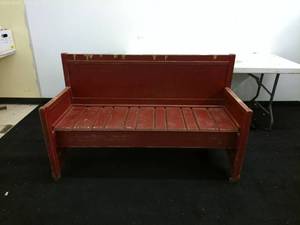 lot 236 image: Vintage Red Wooden Bench