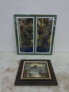 lot 274 image: Framed Landscape and Signed Moose Artwork Set