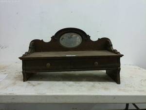 lot 281 image: Vintage Wooden Dresser Topper with Mirror and Drawers
