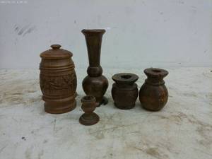 lot 314 image: Collection of Vintage Wooden Vases