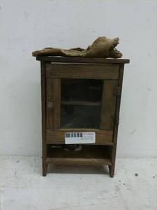 lot 324 image: Rustic Wooden Wall Cabinet with Decorative Driftwood