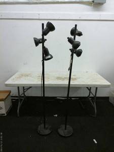 lot 332 image: Pair of Adjustable Multi-Head Floor Lamps