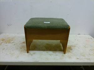 lot 369 image: Vintage Wooden Footstool with Upholstered Top