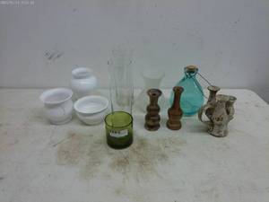 lot 413 image: Assorted Vases and Candle Holders Lot