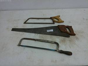 lot 421 image: Vintage Hand Saw and Hacksaw Set