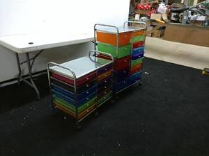 lot 428 image: Set of Multi-Drawer Rolling Storage Carts