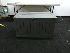lot 448 image: Rubbermaid Outdoor Storage Deck Box
